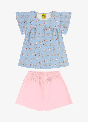Rovi Kids - Conjunto Infantil Blusa com Shorts Azul - ROVI KIDS