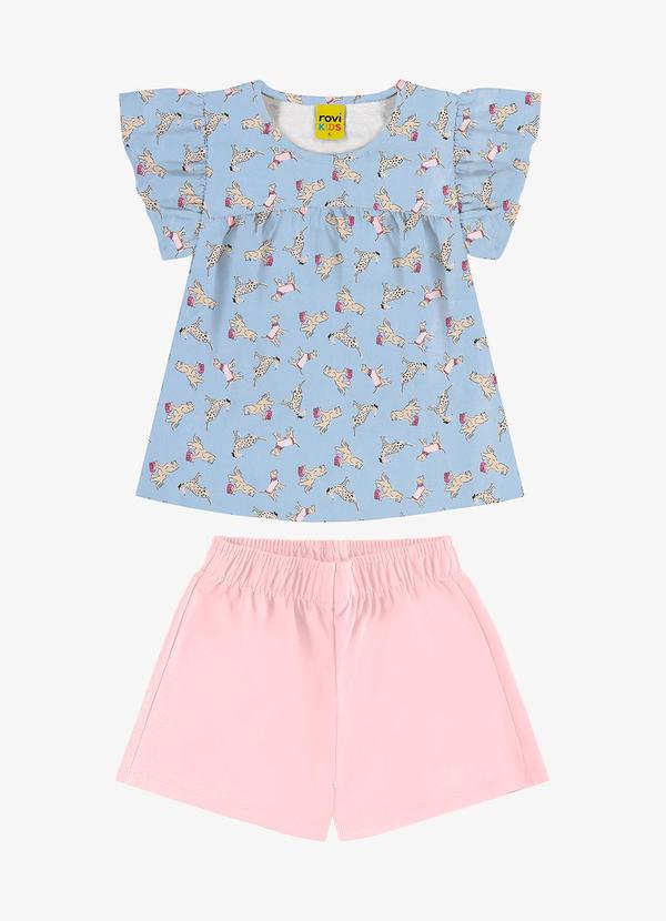 Rovi Kids - Conjunto Infantil Blusa com Shorts Azul