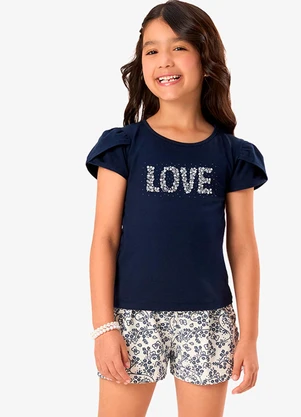Rovi Kids - Conjunto Infantil Blusa com Shorts Azul - ROVI KIDS