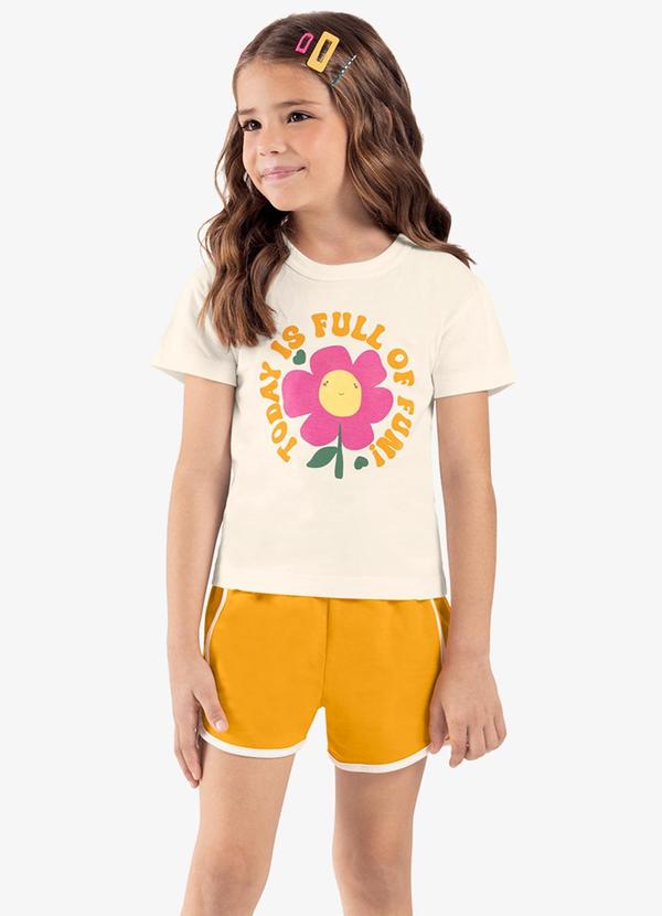 Rovi Kids - Conjunto Infantil Blusa com Shorts Bege