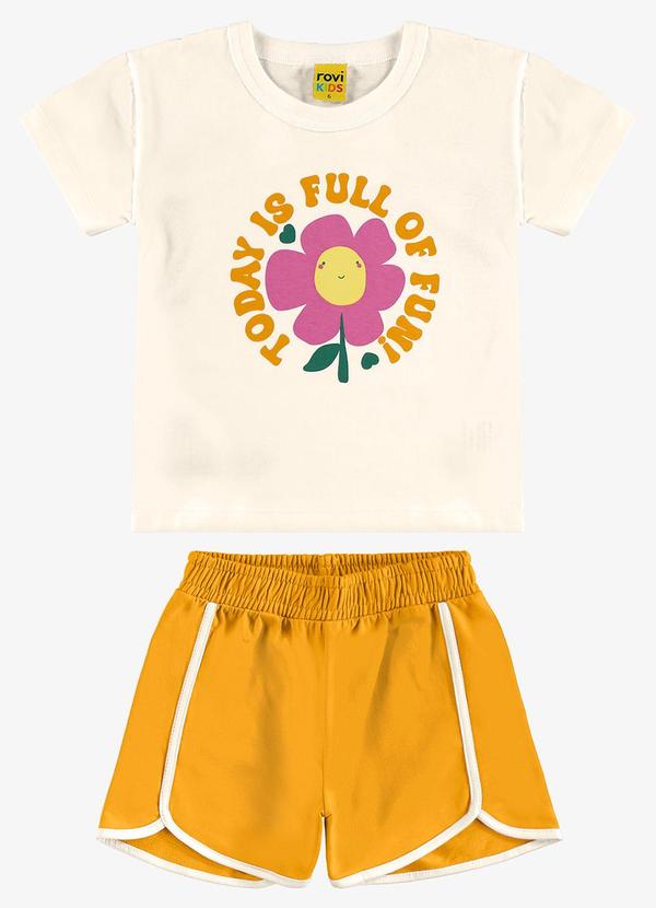 Rovi Kids - Conjunto Infantil Blusa com Shorts Bege 7