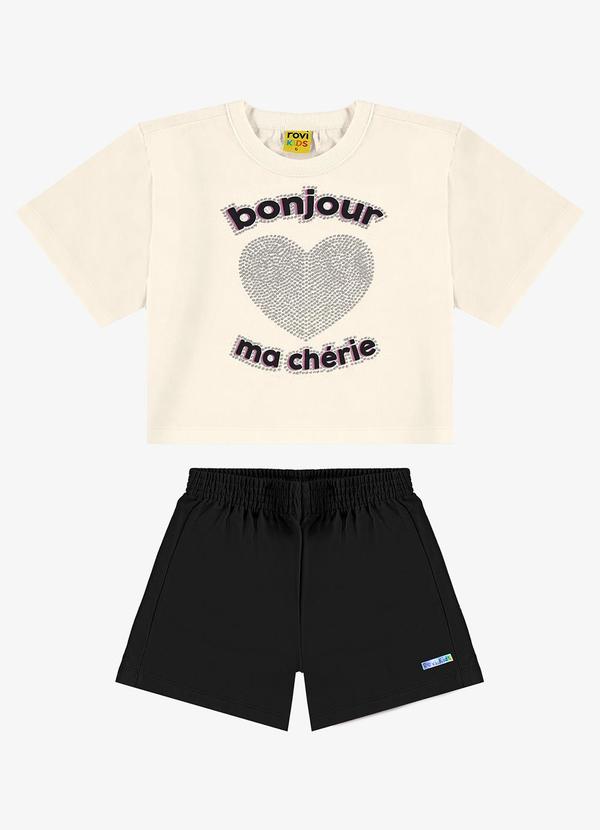 Rovi Kids - Conjunto Infantil Blusa com Shorts Bege