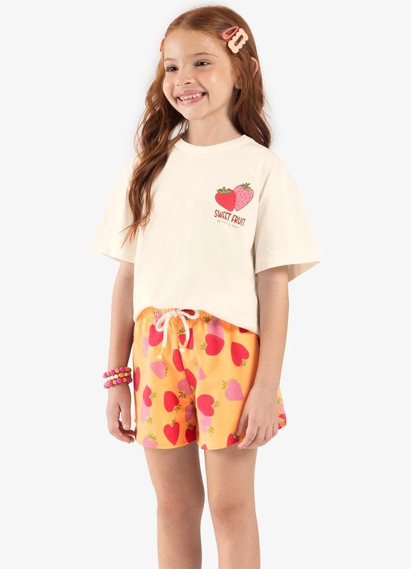 Rovi Kids - Conjunto Infantil Blusa com Shorts Bege