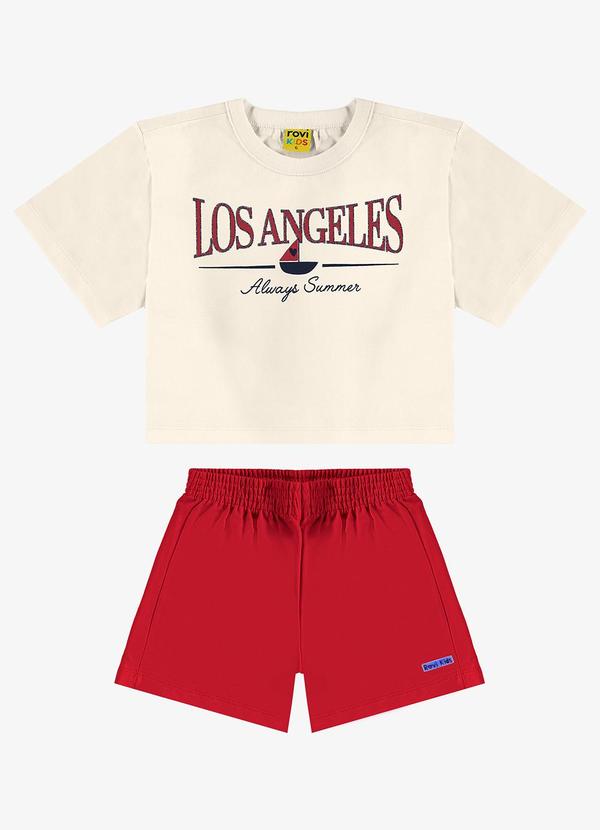 Rovi Kids - Conjunto Infantil Blusa com Shorts Bege