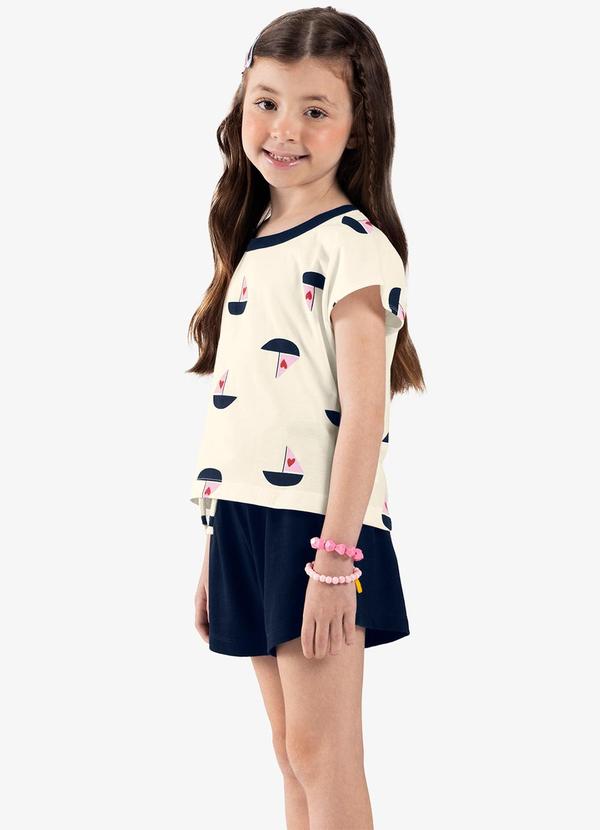 Rovi Kids - Conjunto Infantil Blusa com Shorts Bege