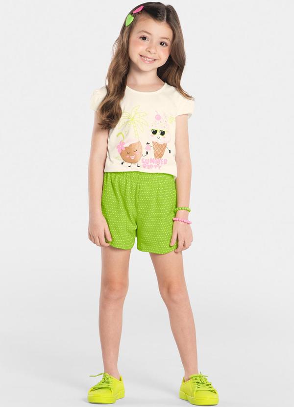 Rovi Kids - Conjunto Infantil Blusa com Shorts Bege