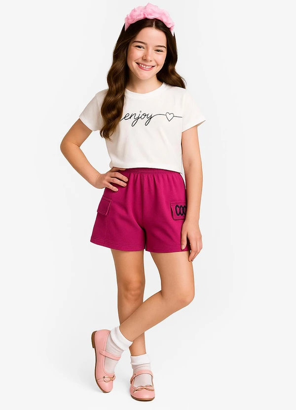 Select - Conjunto Infantil Blusa com Shorts Bege