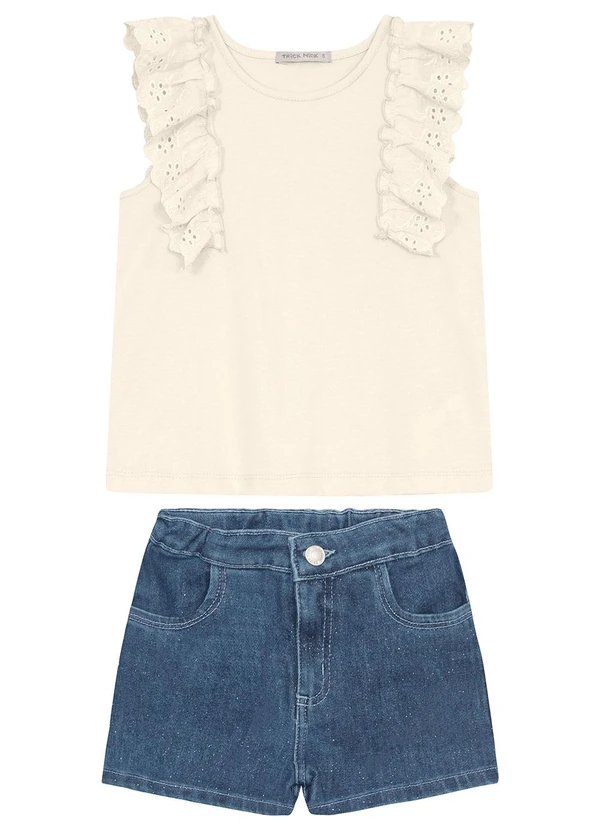 Trick Nick - Conjunto Infantil Blusa com Shorts Bege