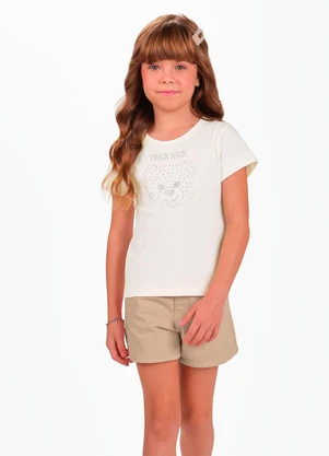 Trick Nick - Conjunto Infantil Blusa com Shorts Bege - TRICK NICK