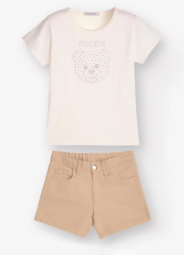 Trick Nick - Conjunto Infantil Blusa com Shorts Bege 6