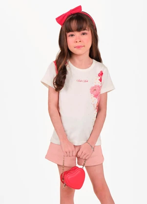 Trick Nick - Conjunto Infantil Blusa com Shorts Bege - TRICK NICK
