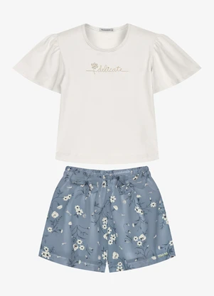 Trick Nick - Conjunto Infantil Blusa com Shorts Bege - TRICK NICK