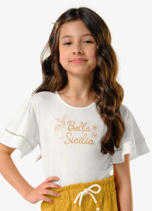 Trick Nick - Conjunto Infantil Blusa com Shorts Bege - TRICK NICK