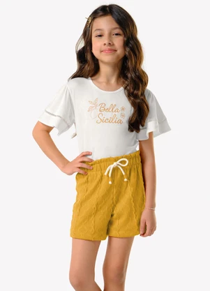 Trick Nick - Conjunto Infantil Blusa com Shorts Bege - TRICK NICK
