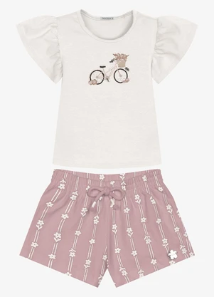 Trick Nick - Conjunto Infantil Blusa com Shorts Bege - TRICK NICK