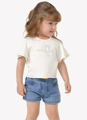 Trick Nick - Conjunto Infantil Blusa com Shorts Bege - TRICK NICK
