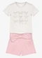 Trick Nick - Conjunto Infantil Blusa com Shorts Bege - variação: Bege