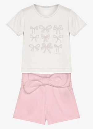 Trick Nick - Conjunto Infantil Blusa com Shorts Bege - TRICK NICK