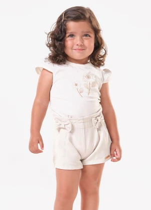 Trick Nick - Conjunto Infantil Blusa com Shorts Bege - TRICK NICK