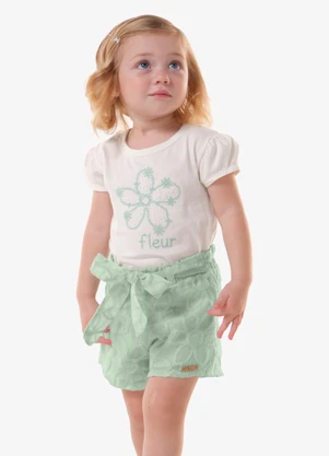 Trick Nick - Conjunto Infantil Blusa com Shorts Bege - TRICK NICK