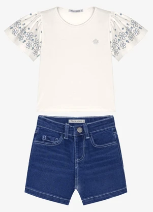 Trick Nick - Conjunto Infantil Blusa com Shorts Bege - TRICK NICK