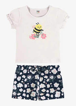 Rovi Kids - Conjunto Infantil Blusa com Shorts Bege - ROVI KIDS