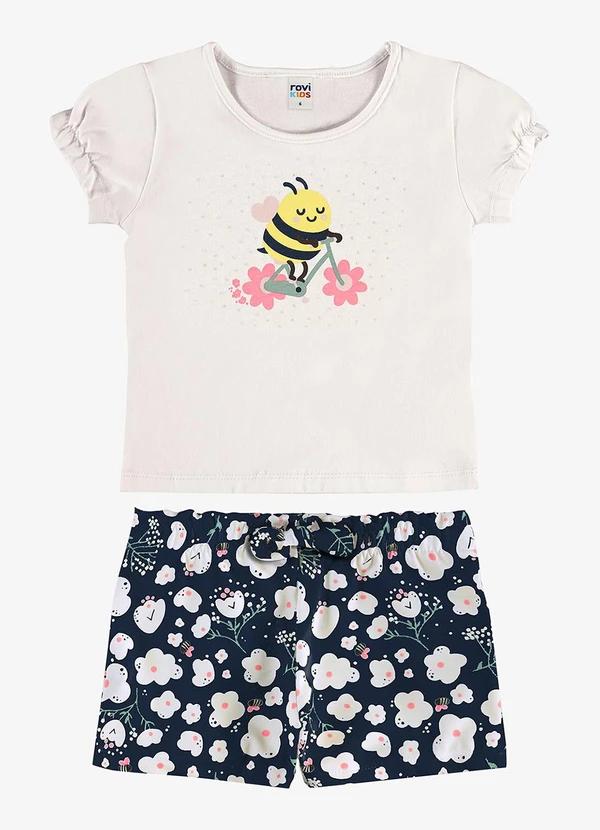 Rovi Kids - Conjunto Infantil Blusa com Shorts Bege