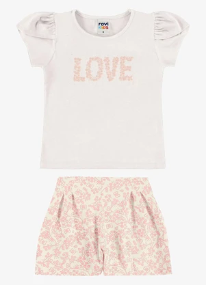 Rovi Kids - Conjunto Infantil Blusa com Shorts Bege - ROVI KIDS