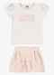 Rovi Kids - Conjunto Infantil Blusa com Shorts Bege - variação: Bege