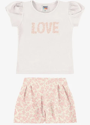 Rovi Kids - Conjunto Infantil Blusa com Shorts Bege - ROVI KIDS