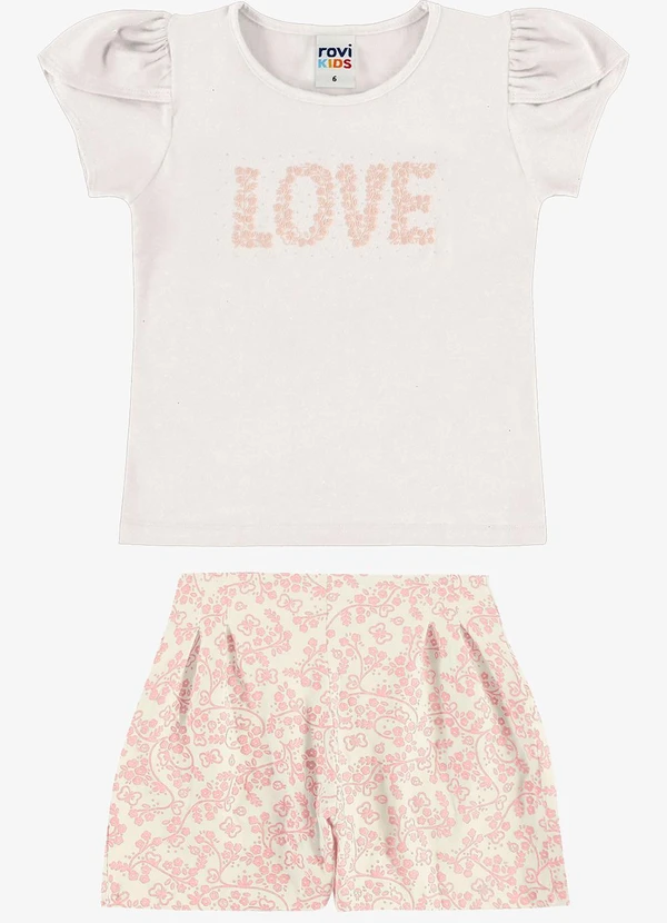 Rovi Kids - Conjunto Infantil Blusa com Shorts Bege
