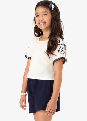 Rovi Kids - Conjunto Infantil Blusa com Shorts Bege - ROVI KIDS