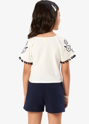 Rovi Kids - Conjunto Infantil Blusa com Shorts Bege - ROVI KIDS