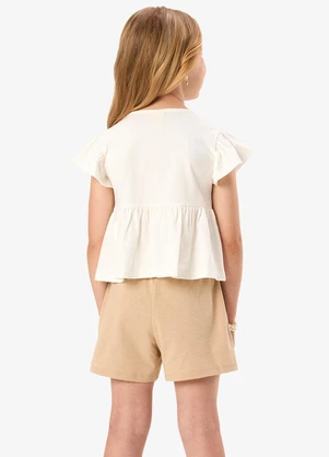 Rovi Kids - Conjunto Infantil Blusa com Shorts Bege - ROVI KIDS