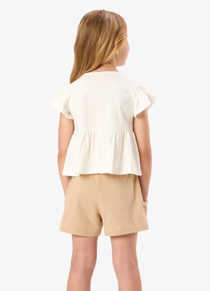 Rovi Kids - Conjunto Infantil Blusa com Shorts Bege - ROVI KIDS