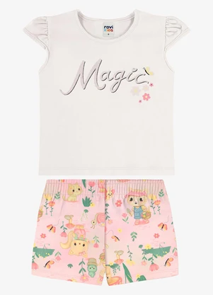 Rovi Kids - Conjunto Infantil Blusa com Shorts Bege - ROVI KIDS