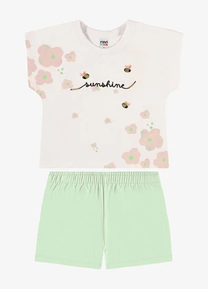 Rovi Kids - Conjunto Infantil Blusa com Shorts Bege - ROVI KIDS