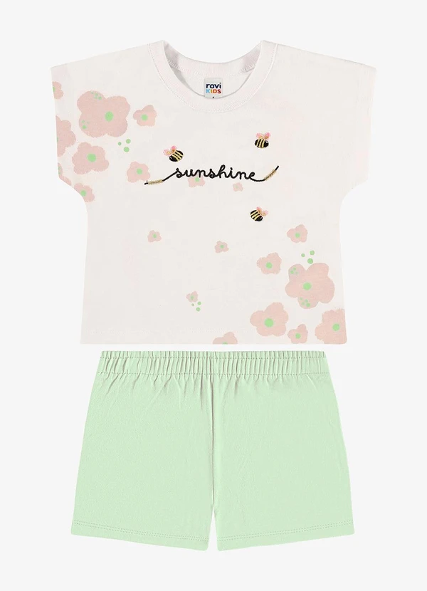Rovi Kids - Conjunto Infantil Blusa com Shorts Bege