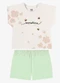 Rovi Kids - Conjunto Infantil Blusa com Shorts Branco - variação: Bege