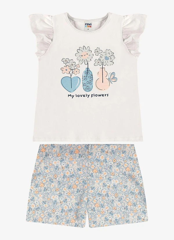 Rovi Kids - Conjunto Infantil Blusa com Shorts Bege