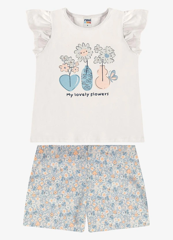 Rovi Kids - Conjunto Infantil Blusa com Shorts Bege