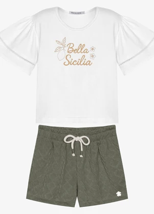 Trick Nick - Conjunto Infantil Blusa com Shorts Branco - TRICK NICK