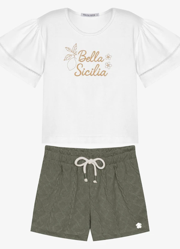 Trick Nick - Conjunto Infantil Blusa com Shorts Branco