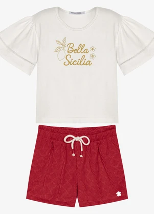 Trick Nick - Conjunto Infantil Blusa com Shorts Branco - TRICK NICK