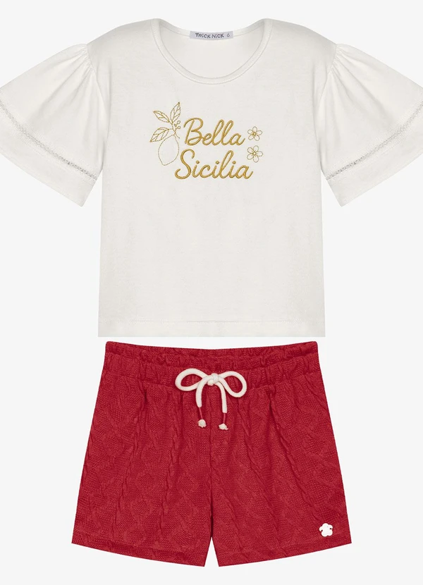 Trick Nick - Conjunto Infantil Blusa com Shorts Branco
