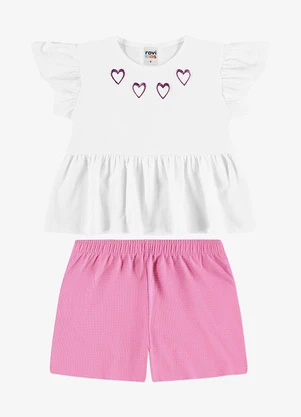 Rovi Kids - Conjunto Infantil Blusa com Shorts Branco - ROVI KIDS