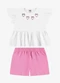 Rovi Kids - Conjunto Infantil Blusa com Shorts Rosa - variação: Branco