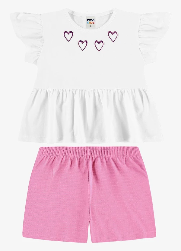 Rovi Kids - Conjunto Infantil Blusa com Shorts Branco