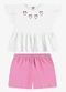 Rovi Kids - Conjunto Infantil Blusa com Shorts Rosa - variação: Branco
