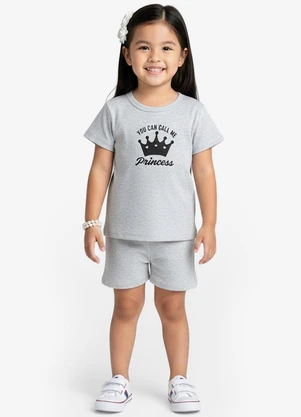 Select - Conjunto Infantil Blusa com Shorts Cinza - SELECT